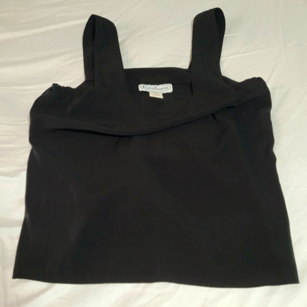 Patchington Wide Strap Black Tank Top Medium